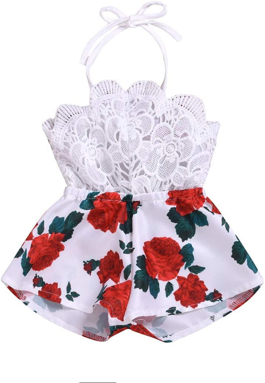 Baby Girls Halter One-Piece Jumpsuit Sunsuit Outfit Clothes 0-24M