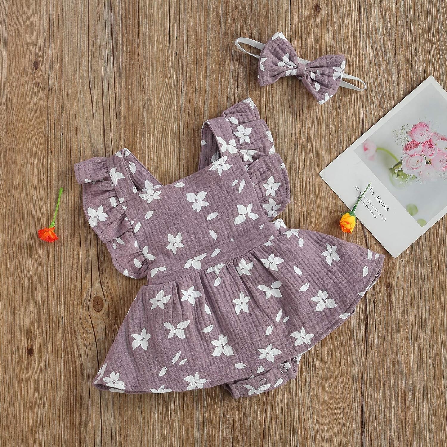 Infant Summer Clothes: Baby Girls Floral Jumpsuit with Ruffled Bodysuit, Fly Sleeve Romper, and Headband