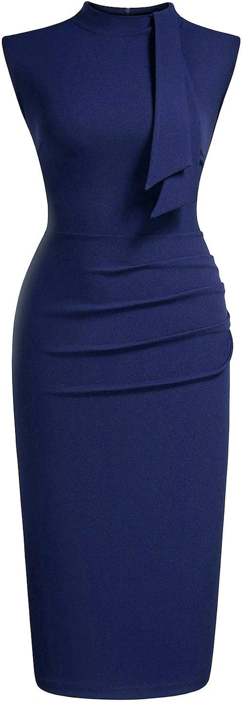 Women's Retro Style Half Collar Ruffle Cocktail Pencil Dress