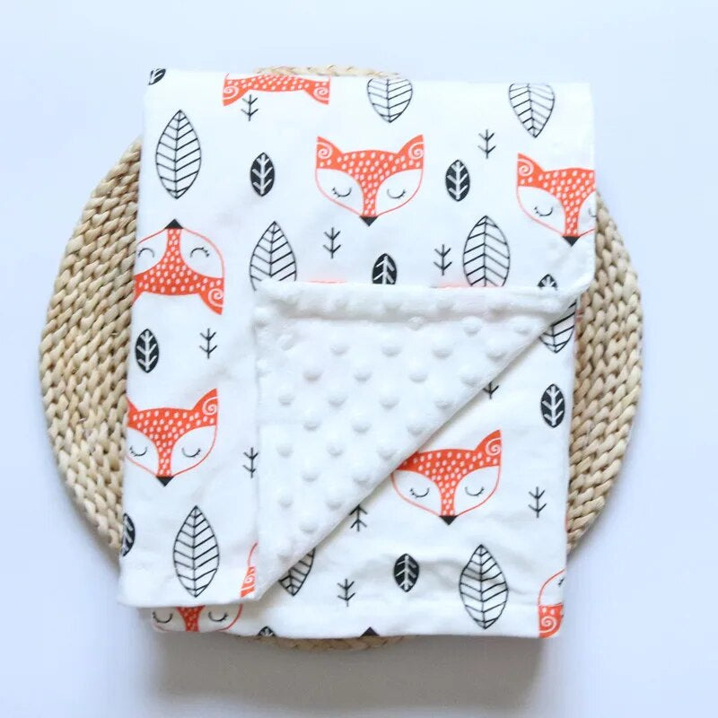 Newborn Baby Blanket Thick Warm Thermal Flannel Fleece Quilts Infant Bebe Cotton Fox Lion Swaddle Envelope Receiving Blankets
