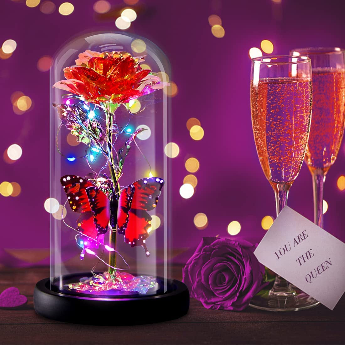 Galaxy Flowers Rose Birthday Gift for Women Mom Grandma, Enchanted Infinity Rose in Glass Dome, Valentines Rose Gifts for Valentine'S Day Mother'S Day Anniversary Wedding