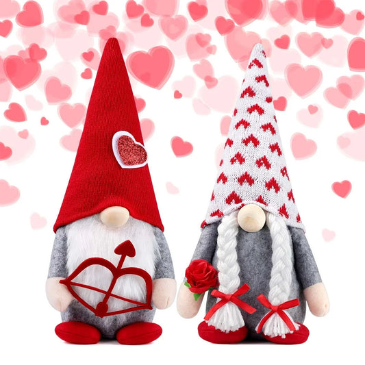 Valentines Day Decor 2Pcs Valentine Gnomes Plush Valentines Day Decoration Valentines Home Table Decor Scandinavian Tomte Elf Gnomes Ornaments Sweet Valentines Day Gifts for Him Her